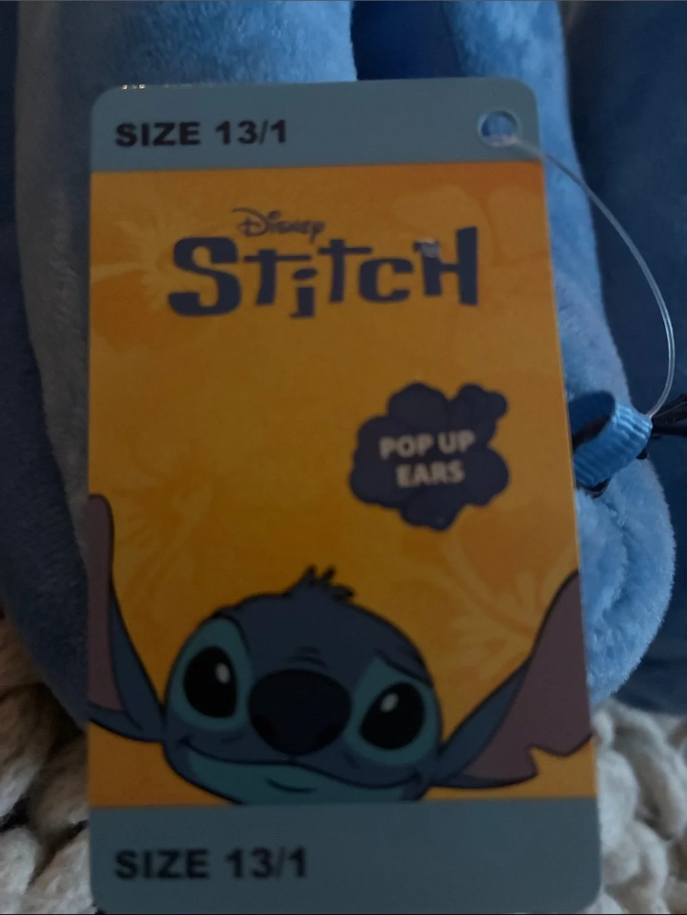 Disney Stitch Plush Slippers - size 13/1